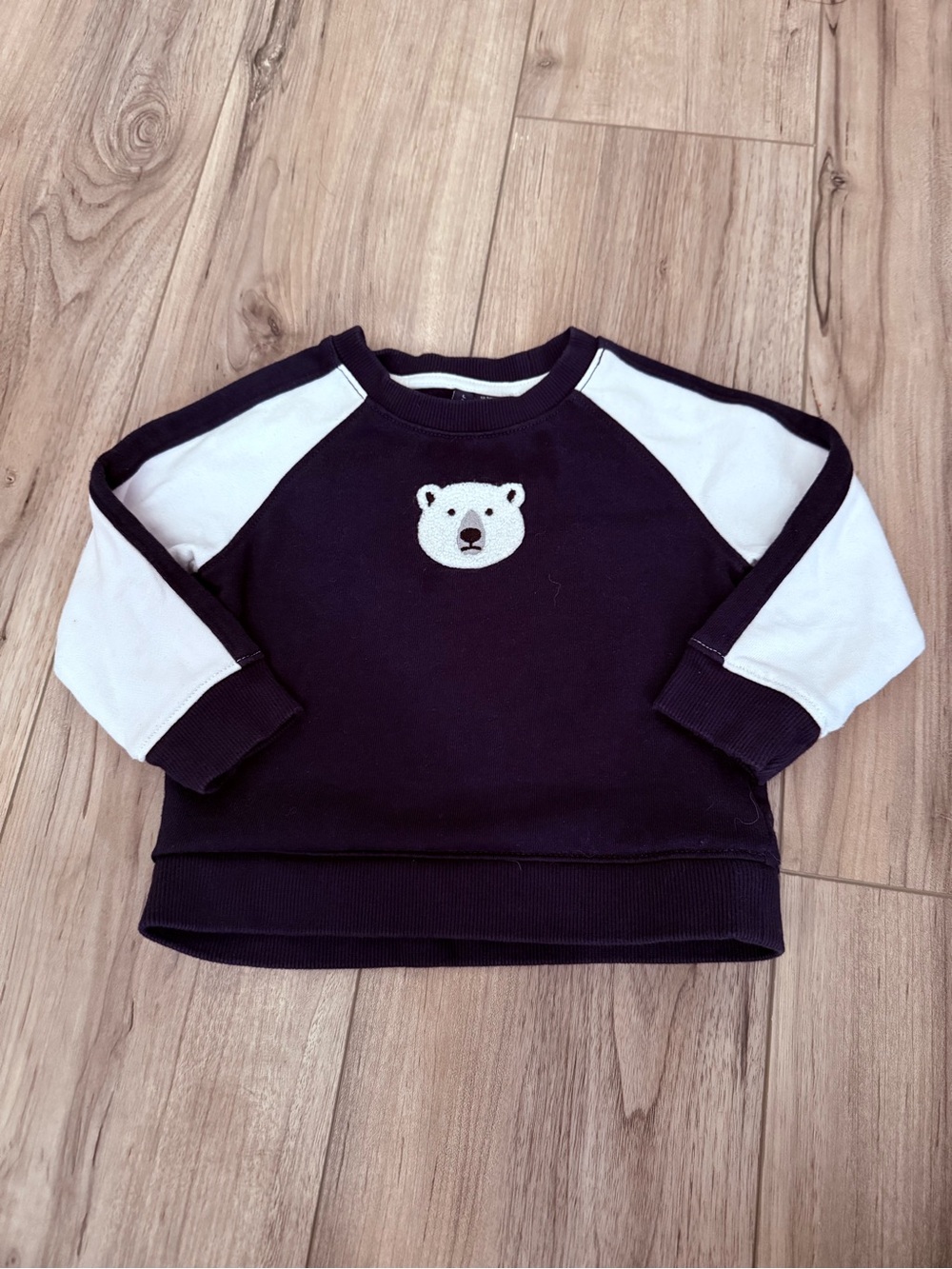 Janie & Jack Toddler Navy Bear Raglan Sweatshirt Size 12-18 months